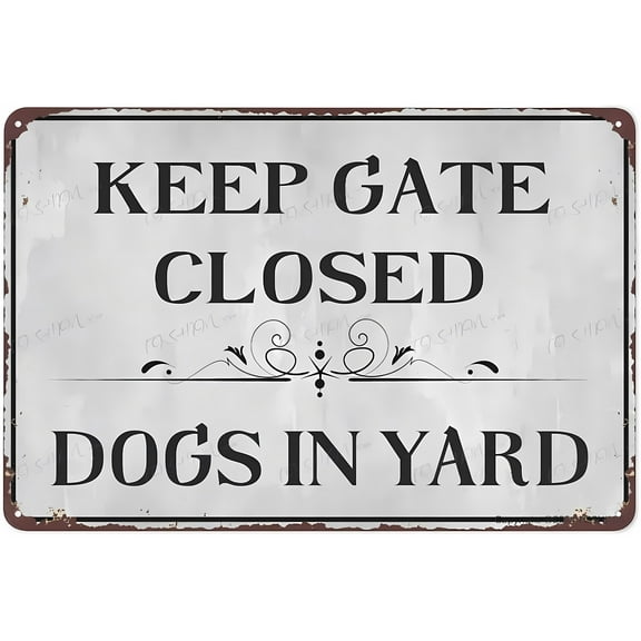 Metal Caution Dog In Yard Keep Gate Closed Sign - 12×8 Inches, Aluminum Fade-Resistant, Easy-Mount Indoor Outdoor Safety Decor