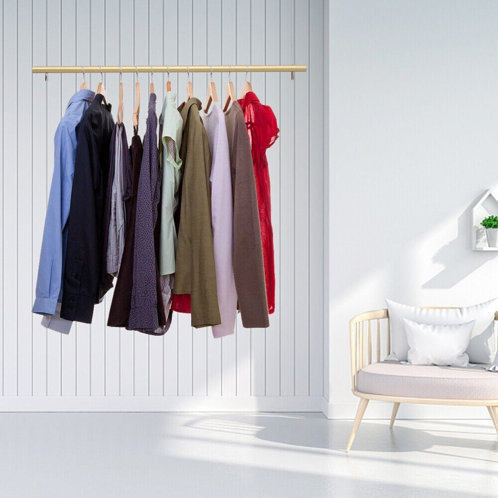 Metal Ceiling Mount Garment Rack Hanging Rod Clothes Hanger Coat Shelf Heavy Duty Walmart