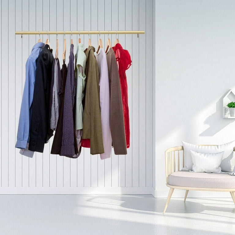 Metal Ceiling Mount Garment Rack Hanging Rod Clothes Hanger Coat Shelf Heavy Duty Walmart