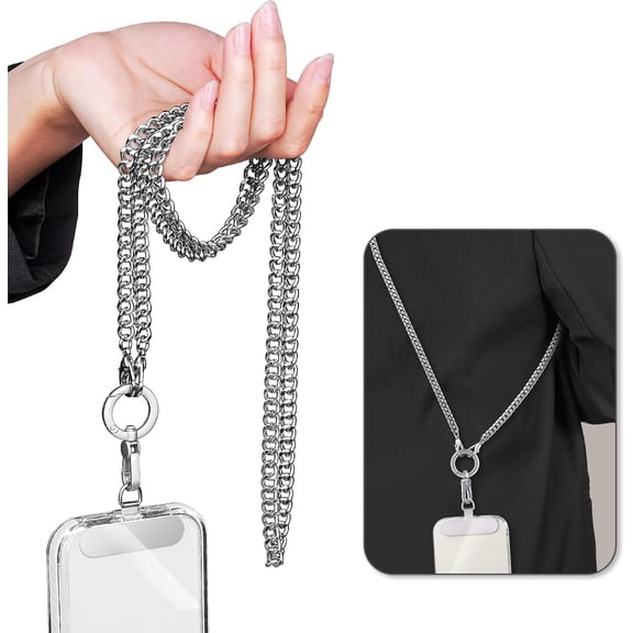 Metal Cell Phone Lanyard 360 Tether Tab, Detachable Phone Chain Crossbody for Women,Anti-theft Phone Strap for iPhone