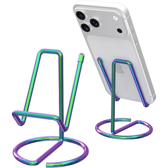 Metal Cell Phone Stand for Desk, Cute One-Piece Phone Holder, Stable Desktop Display Dock for iPhone, iPad, Samsung, Tablets & All Mobile Phones, Gold