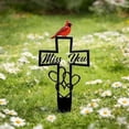 thumbnail image 1 of Metal Cemetery Memorial Plaque for Remembrance,"Miss You" Memorial Cross Ground Stake with Heart,Remembrance Grave Marker for Cemetery Garden, Outdoor Memorials Decor,1Pcs, 1 of 6