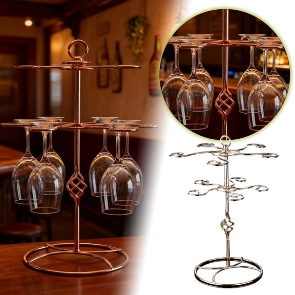 Metal Champagne & Glass Tree Stand - 10 Holder Drink Tower for Bar, Countertop Storage, and Party Display at Weddings, Birthdays, and Home Use
