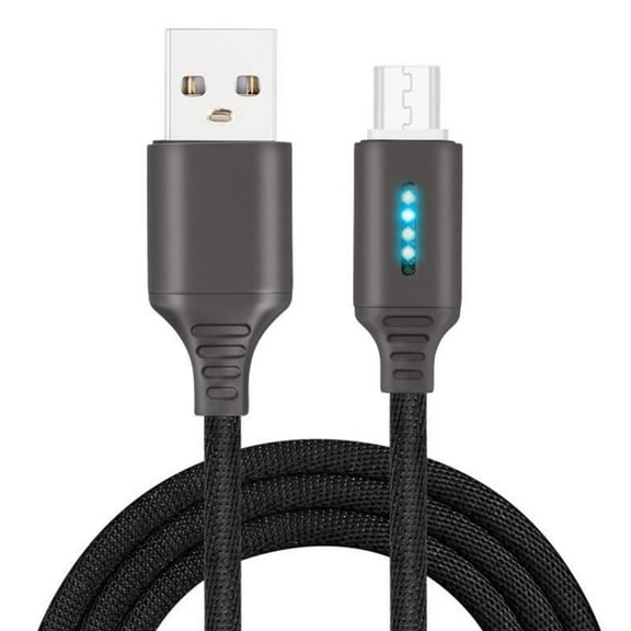 Metal Charging Cable USB to USB C Charging Fast Charging Cable with LED Light Replacement for Phone Laptop Camera