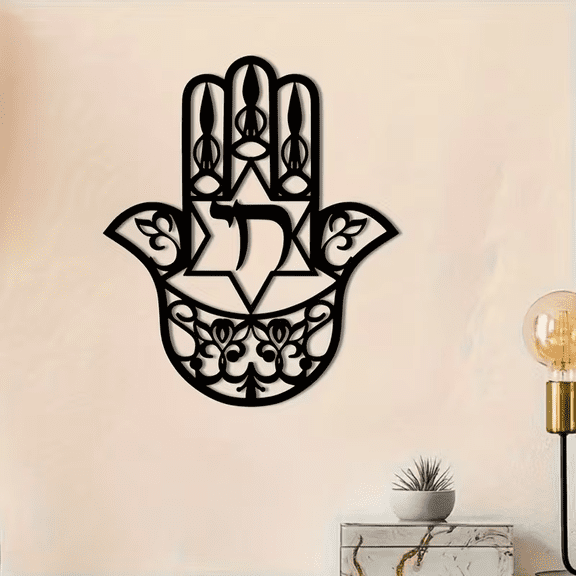 Metal Charming Style Iron Ha.msa Hand Wall Art, Abstract Iron Pattern Wall Decor for Indoor Home Spaces