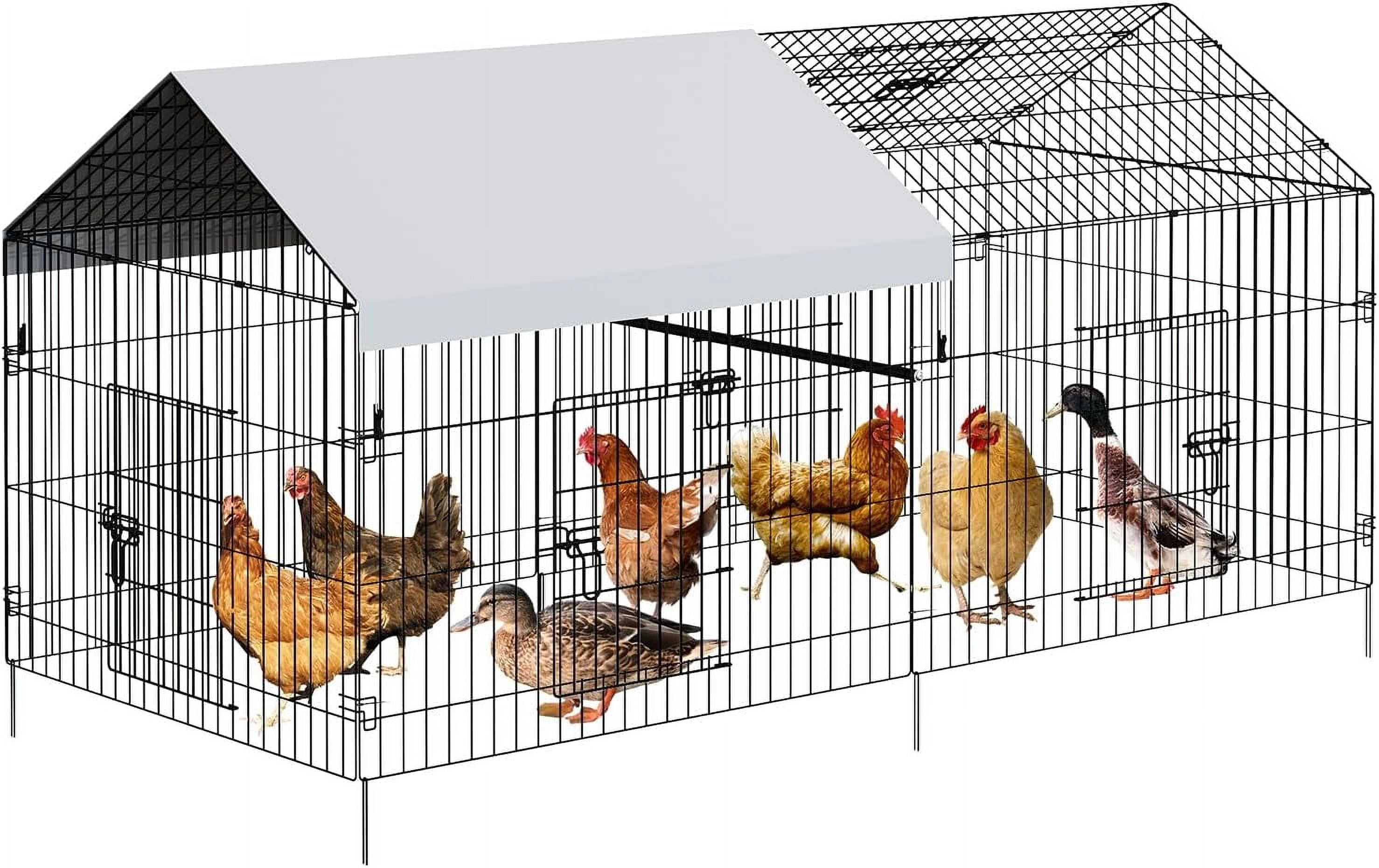 Metal Chicken Coop,86"×40"×40" Chicken Run with Waterproof Cover Portable Poultry Cage Walk in Hen House Outdoor Backyard Farm Animal Enclosure Crate Pet Playpen Exercise Pen for Rabbit Duck Hen