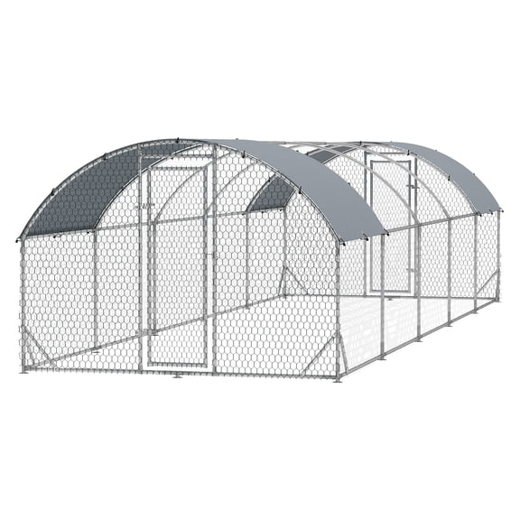 Metal Chicken Coop - Large 9.2'x31.2' Outdoor Poultry Cage for Chickens, Ducks, Rabbits - Waterproof, Anti-UV, Secure Yard Enclosure