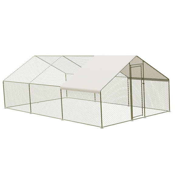 Metal Chicken Coop, Large Heavy Duty Wire Mesh Chicken Run with Cover, Walk-In Poultry Cage Chicken Pen for Farm Yard Outdoor Duck Rabbit House Cage