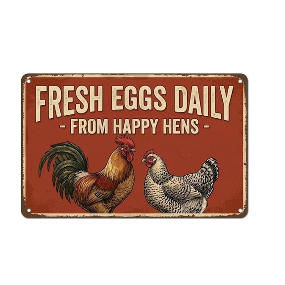 Metal Chicken Coop Sign - Vintage Aluminum Chicken Decor Accessories for Backyard Hen House, Farmhouse Kitchen & Garden Wall Decor, Outdoor Weatherproof (12 x 8 Inch)