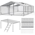 thumbnail image 1 of Sylviera Metal Walk-in Chicken Coop with Perch Ladder, 10x19.7x6.4FT Outdoor Poultry Enclosure, Reinforced Frame and Waterproof Cover for 30-45 Chickens, 1 of 10