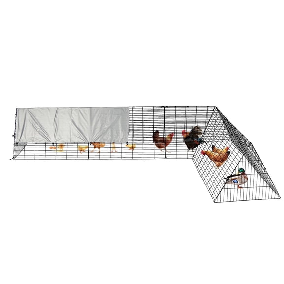 Yiwa Metal Chicken Coop with Run & Waterproof Cover, Portable Chicken Tractor for Hens Ducks Rabbits, Predator Proof Poultry Enclosure with Run