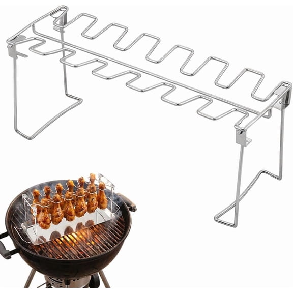 Metal Chicken Drumstick Rack, Multi-Grid Vertical Leg Holder, Non-Stick Grill Roasting Stand for Outdoor Cooking and Gas Charcoal Grills (1pcs)