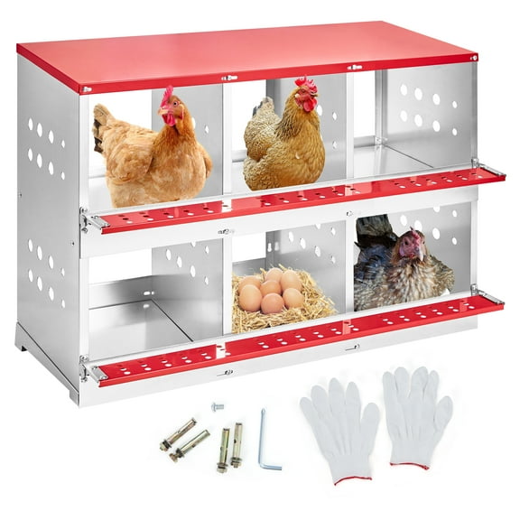 Metal Chicken Egg Laying Boxes with 3 Compartments, Vented Holes & Swing Perch – Perfect Nesting Solution for Chicken Coop, Chickens, Hens & Ducks
