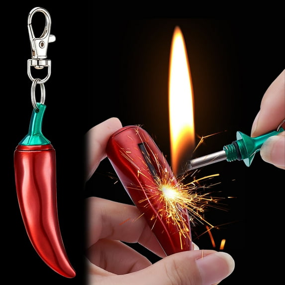 Metal Chili Shaped Lighter, Portable Fashionable Torch Lighter, Unique Popular Chili Shaped Lighter, Windproof Metal Kerosene Lighter for Indoor Outdoor, Novelty Gifts(not include gas), 12.5cm
