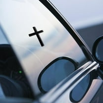 Metal_Christian Cross Sticker,2.5Ã1.8in 3D_Jesus_ Auto Emblem Badge Decal,Self-Adhesive Scratch Covering Zinc Alloy 3D Cross Stickers, for Car Body Fender Tail,Black