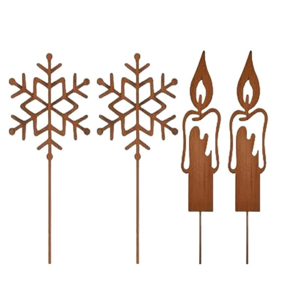 Metal Christmas Garden Decoration Stakes for Plant Pots Yard Decors Yard Stakes Christmas Decors for Garden Yard Lawn