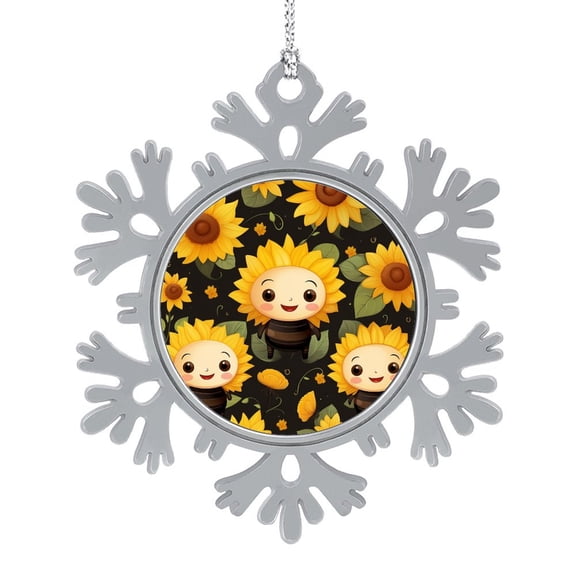 Metal Christmas Ornament Cute Baby Bees And Sunflowers Ornament Xmas Present Gifts for Bee Lovers for Boys Girls Christmas Decoration Gifts for Friends Coworkers Employees Family