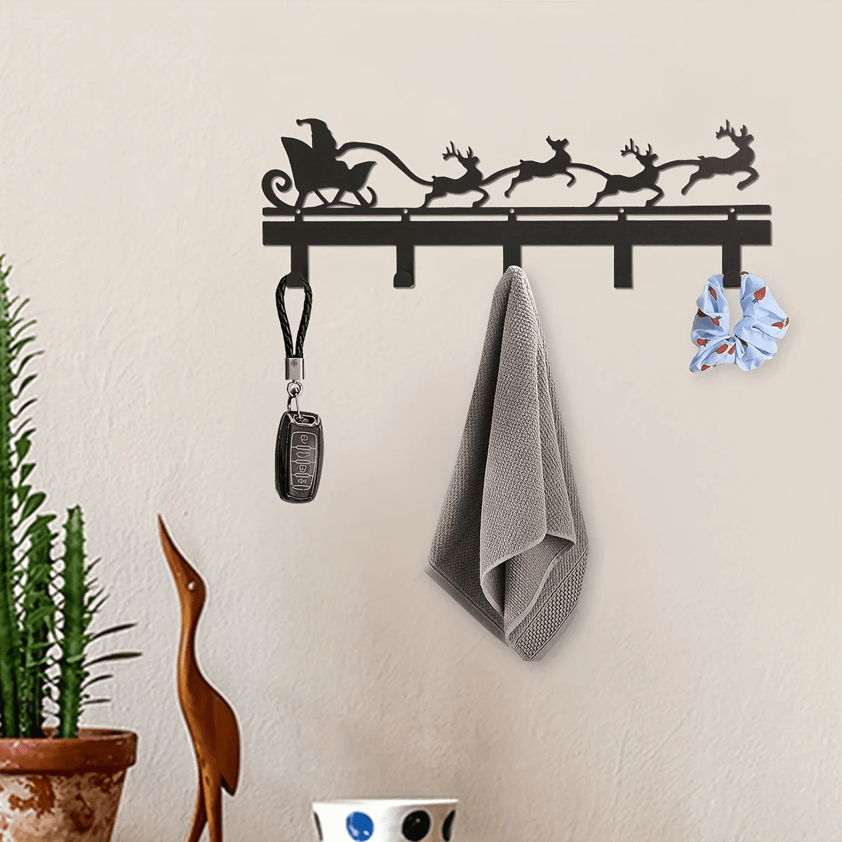 Metal Christmas Silhouette Key Hooks Dual Function Bag Key Organizer