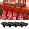 Metal Christmas Stocking Holders with Non-Slip Pad - Weighted Stocking Hangers for Fireplace, TV Stand, Dresser, Staircase, Holiday Christmas Stocking Hooks Decor