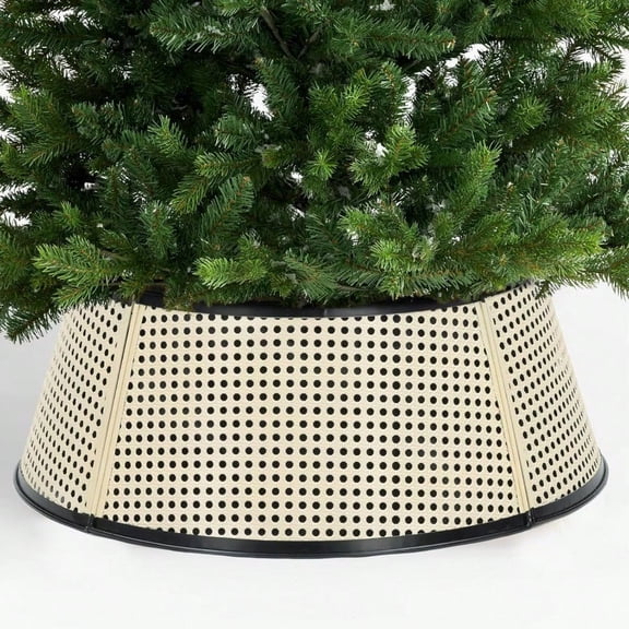Metal Christmas Tree Collar Decoration 23.5 Inches Diameter Indoor Outdoor Cream Tree Collar For Artificial Trees Christmas Tree Ring For Holiday Party Decoration