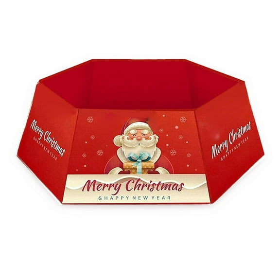 Metal Christmas Tree Skirt Collar Base With Festive Holiday Tree Decorations