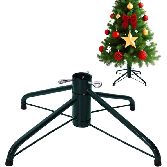Metal Christmas Tree Stand, 16.5 Inch Folding Xmas Tree Stand Replacement Tree Stand Base for 3 Ft to 6 Ft Christmas Artificial Trees Fake Tree, Green