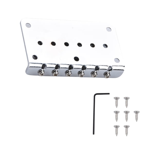 Metal Chrome Fixed Guitar Bridge 6 Saddle Hardtail Bridge for Most 6-String Electric Guitar