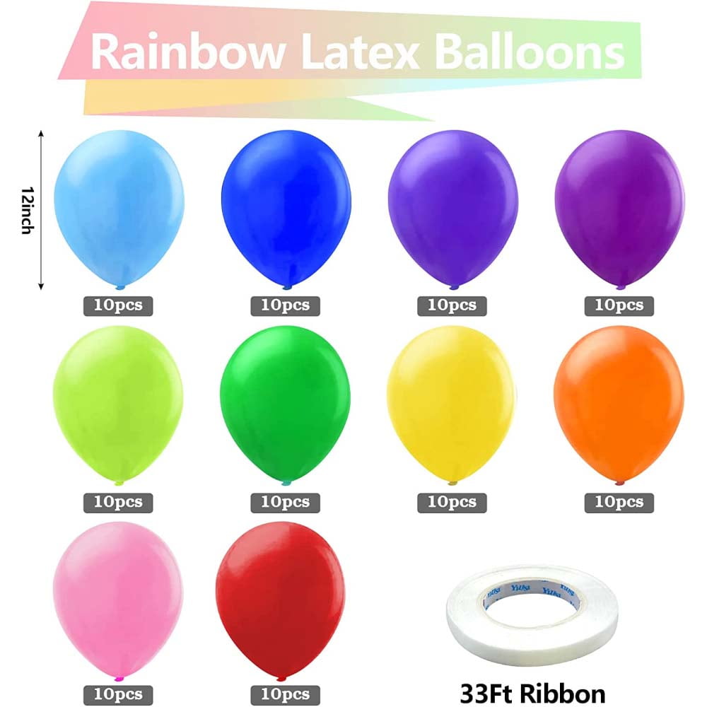 Metal Chrome Latex Balloons 100 Pack 12 Inches Assorted Balloons ...