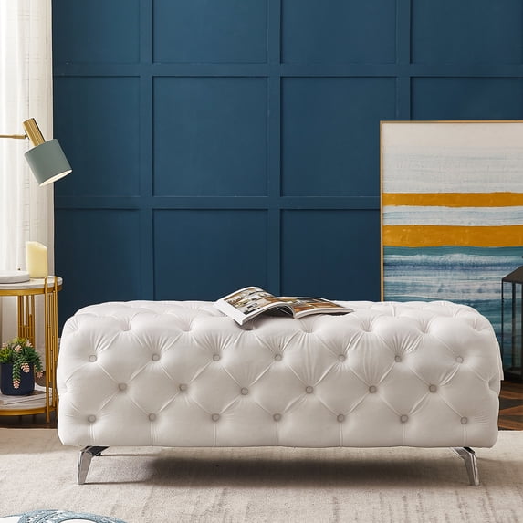 Metal Chrome Legs | Stable Structure | Stylish Ottoman Bench