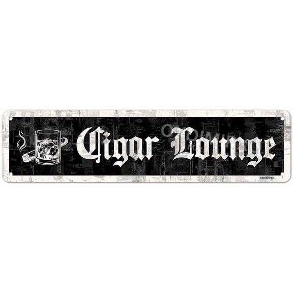 Metal Cigar Lounge Sign Personalized Room Decor, Funny Slim Wall Art Decor, Antique Looking Iron Poster for Home Farmhouse Man Cave Bar Cafe Garage Bedroom, 4x16inches