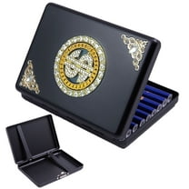 Metal Cigarette Case, Portable Holder Box with Double Sided Spring Clip, Fits 1826 Regular or Slim Cigarettes,for Smoking Accessories Unisex Gift Wallet