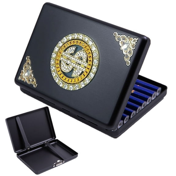 Metal Cigarette Case, Portable Holder Box with Double Sided Spring Clip, Fits 1826 Regular or Slim Cigarettes,for Smoking Accessories Unisex Gift Wallet