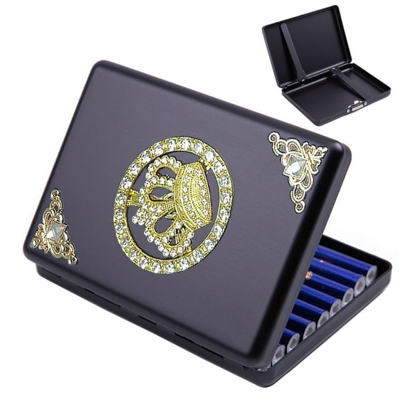 Metal Cigarette Case, Portable Slim Cigarette Holder Box, Double Sided Spring Clip Smoking Accessories, Fits 1826 Regular or Slim Cigarettes, Unisex Gift