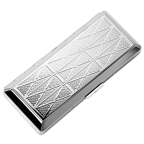 Metal Cigarette Case - Retro Fashion, Holds 10 Cigarettes 100 Cigarettes (W49 Silver)