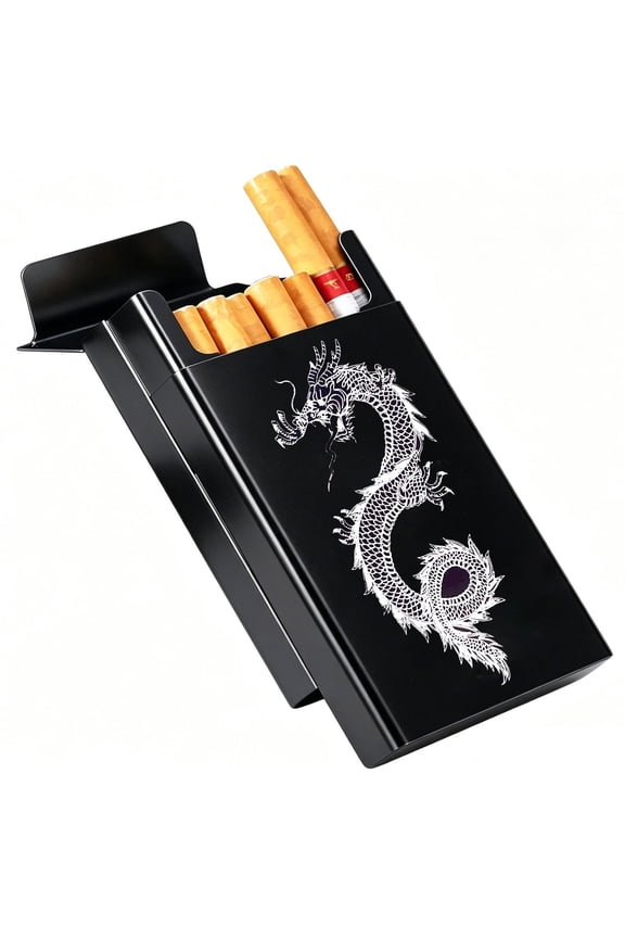 Metal Cigarette Case for 1420 King Size Cigarettes, Slim Pocket Holder with Sliding Lid, Portable Hard Shell Case