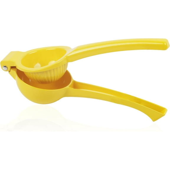 Metal Citrus Juicer for Lemons and Limes, Ergonomic Handle, Dishwasher Safe, 8.75 x 1.75 inches (Yellow)