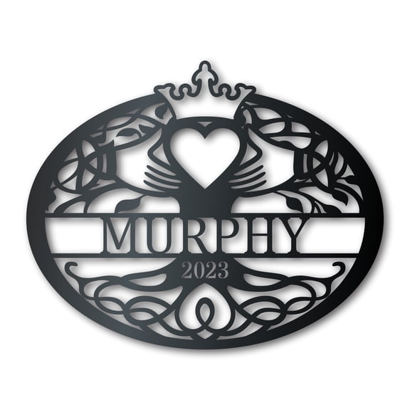 Metal Claddagh Family Monogram Wall Art - Metal Irish Family Sign - 14 Color Options 46