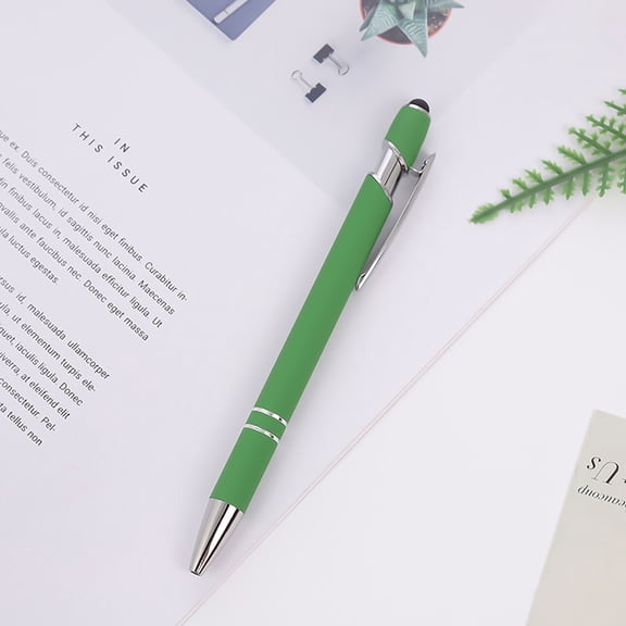 Metal Click Pen Stylus Touchscreen Compatible Business Office Writing Pen Fine Point 0.5mm Black Ink 5-Pack Portable(N)