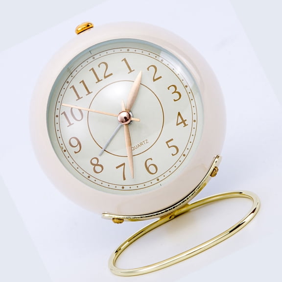 Metal Clock Ingenious Mute Round Children Electronic Quartz Alarm Clock for Living Room Bedroom