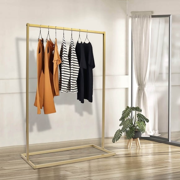 Metal Clothes Rack Gold Pipe Clothing Rack Garment Rack Freestanding Clothes Display Rack, Laundry Drying Rack for Home Retail Hanging Clothes Dresses Scarves Towels