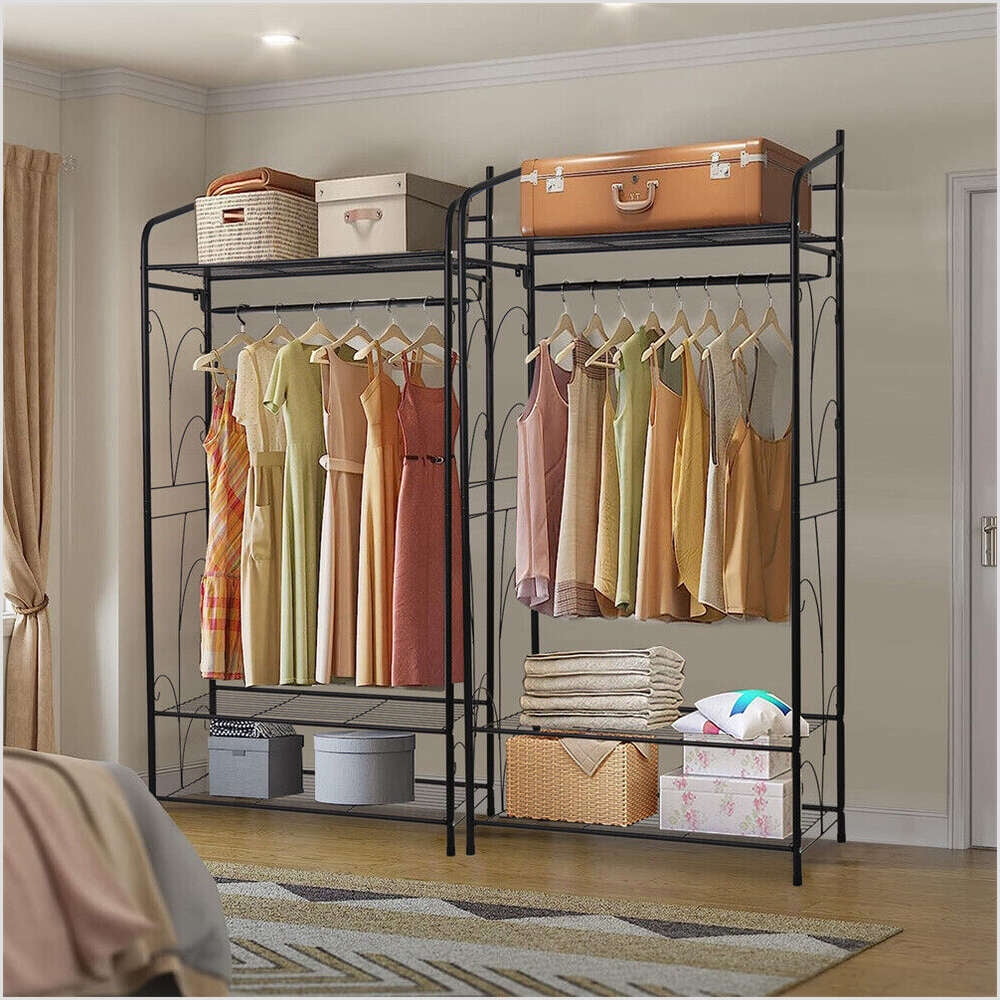 Metal Clothes Rail Storage GarmENTt Shelf Clothing Hanging Heavy Duty