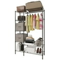 thumbnail image 1 of Metal Clothing Rack with Shelves, Heavy Duty Clothes Racks for Hanging Clothes, Wire Garment Racks for Hanging Clothes with Hanger Rods, 2 Fabric Organizer, 4 Hooks, 45"W x 16.5"D x 70.8"H, 1 of 4
