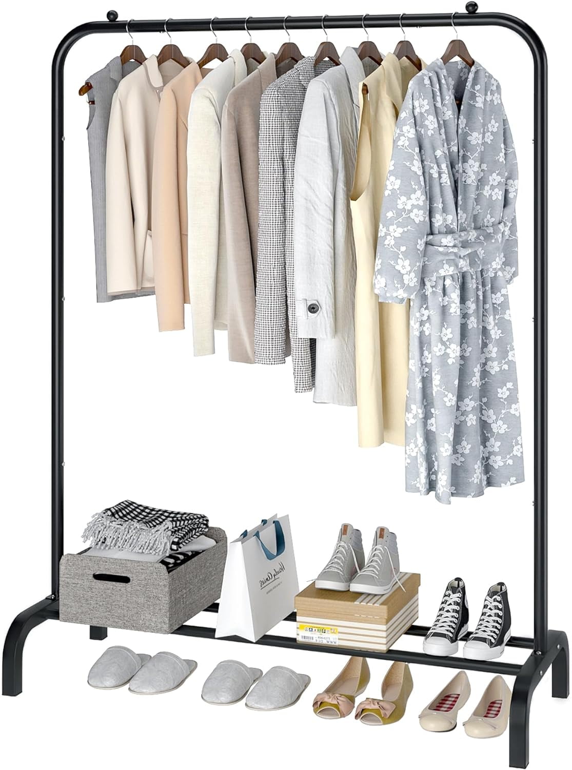 Metal Clothing Rack, Single Rod Portable Garment Rack for Hanging ...