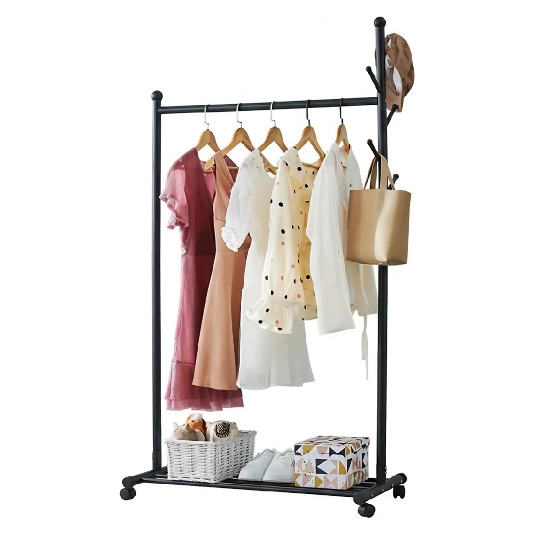 Metal Clothing Rack with Wheels, Rolling Clothes Racks for Hanging ...