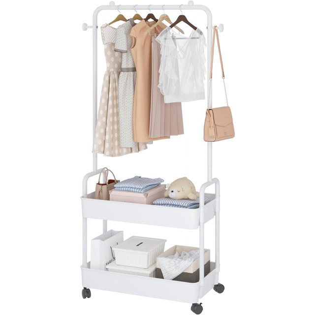 Metal Clothing Racks, Freestanding Trolley Coat Rack With Wheels