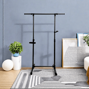 Metal Clothing Racks, Garment Rack with Bottom Shelves and Wheels, Adjustable Rolling Garment Rack for Hanging Clothes,Black