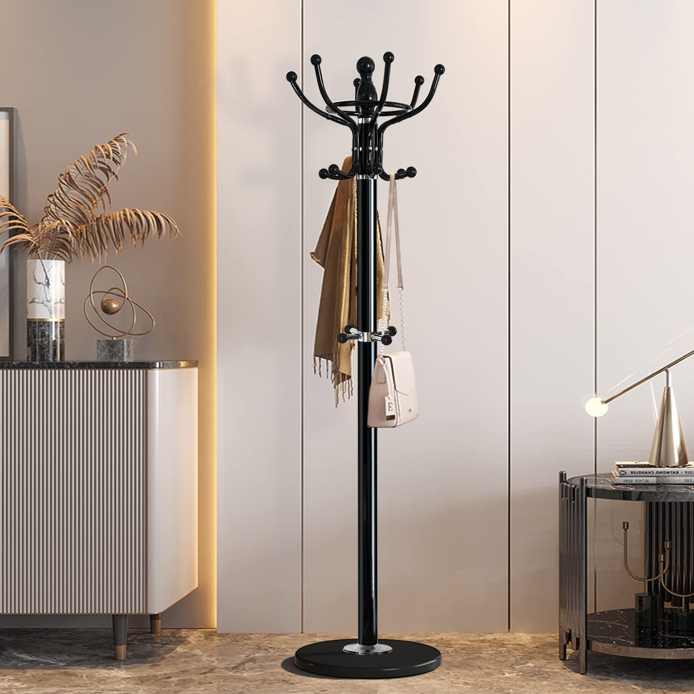 Metal Coat Rack Freestanding 16 Hooks, Entry-way Coat Racks Stand with ...