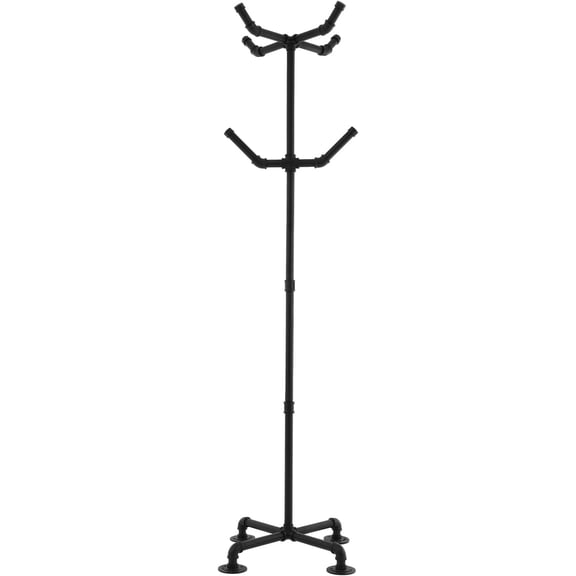 Metal Coat Rack Freestanding Industrial Coat Rack With 6 Hooks Heavy Duty Coat Tree Rack Entryway Easy Assembly Hats Hanger Holder for Purse Scarf Rack Jacket (Black)