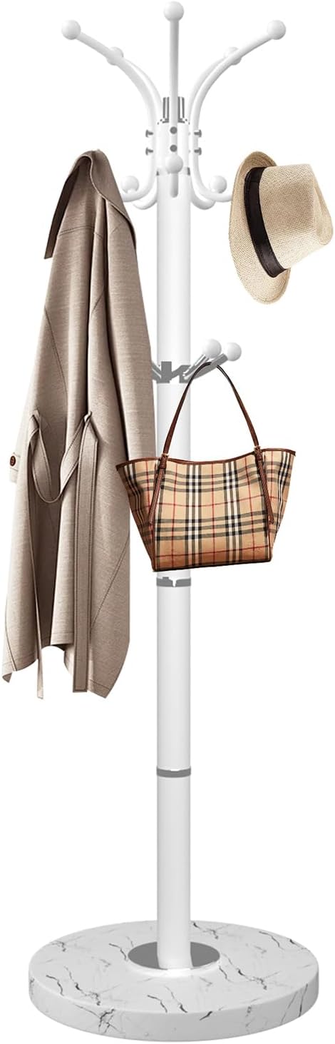 Metal Coat R Rack Metal Coat Rack with Natural Marble Base,360°Rotary Coat Rack Stand ...