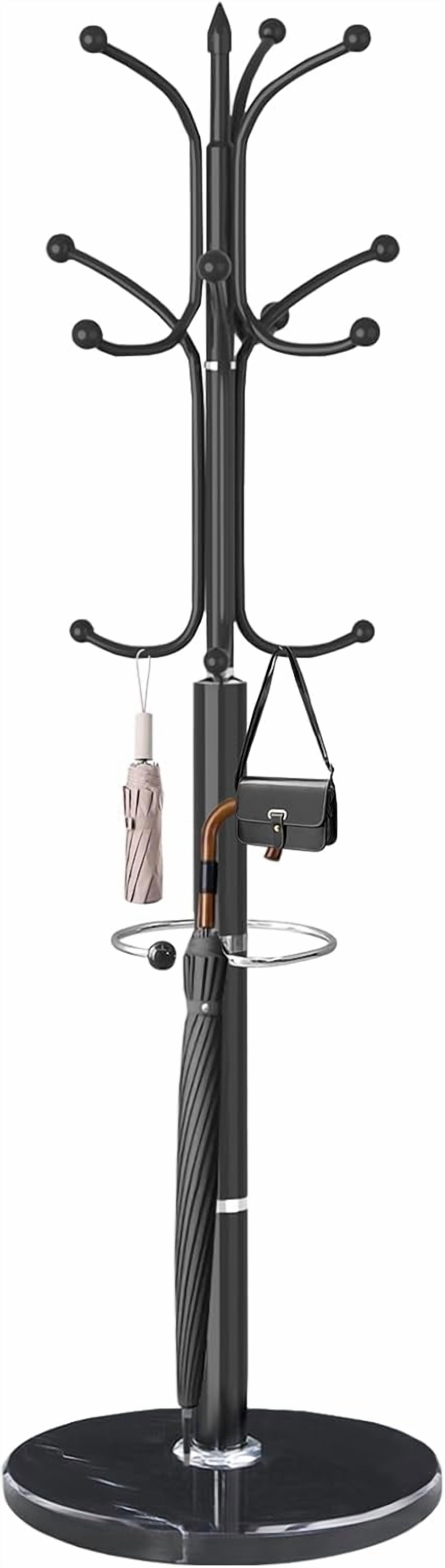 Metal Jacket Rack Metal Coat Rack with Natural Marble Base, Coat Rack Stand with 12 Hooks ...
